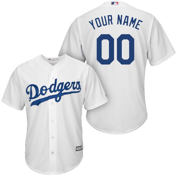 Men Los Angeles Dodgers Majestic White Home Cool Base Custom MLB Jersey->customized mlb jersey->Custom Jersey